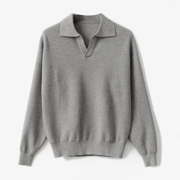 Textured Knit Polo Sweater