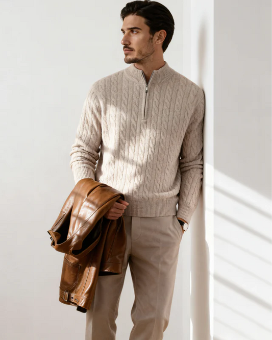 Riviera 100% Cashmere Knit Half-Zip