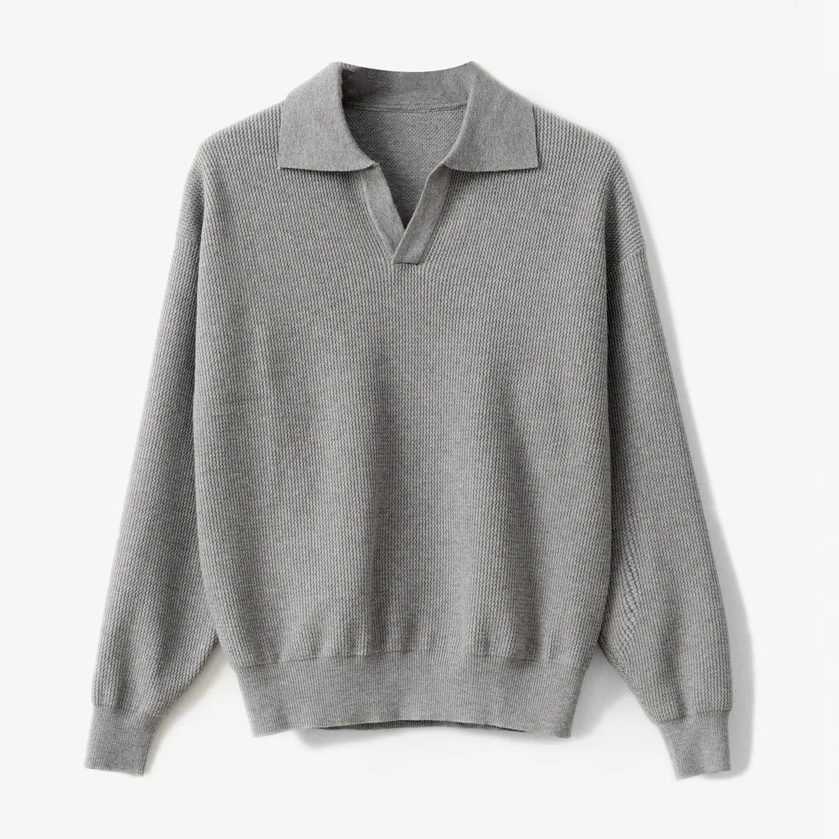 Textured Knit Polo Sweater